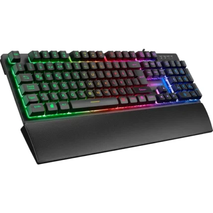 USB Rainbow Aydınlatmalı Q Bilek Destekli Klavye Siyah